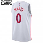 Maillot NBA Philadelphia 76ers Tyrese Maxey 0 Nike 2022-23 City Edition Blanc Swingman - Enfant